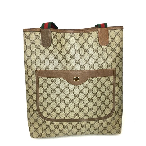 Gucci authentic brown monogram coated canvas tote bag - Picture 4 of 15